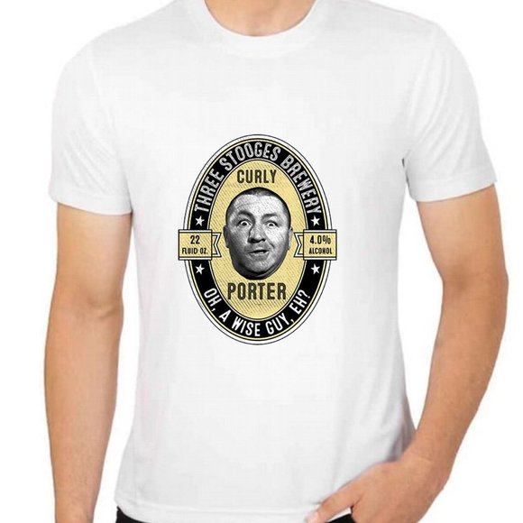 three 3 Stooges Brewery  Curley Porter Wise Guys EH! T-Shirt - Picture 1 of 1